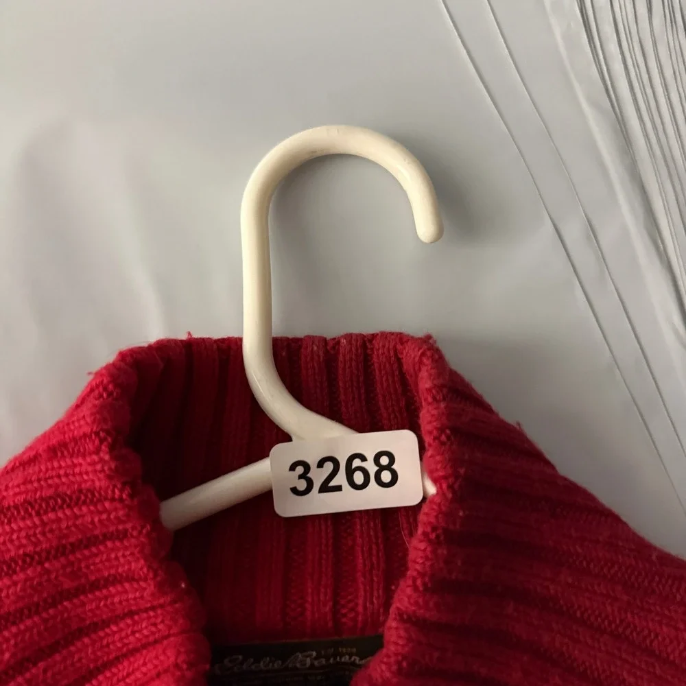 Eddie Bauer Red Cable Knit Full Zip Cardigan Sweater Mens XL Cotton Wool Blend